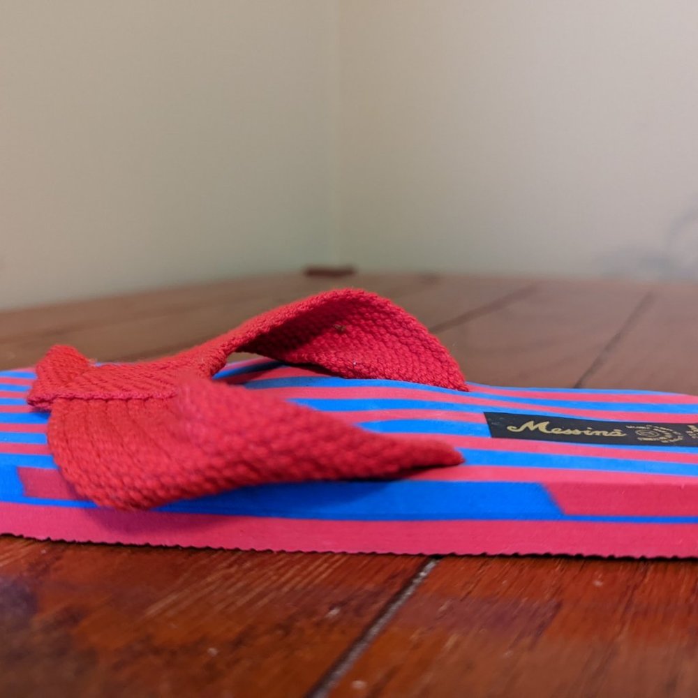 Messina Red & Blue Striped Sandals Thong Flip Flops Unisex Kids sz XS NWOT - Picture 4 of 8